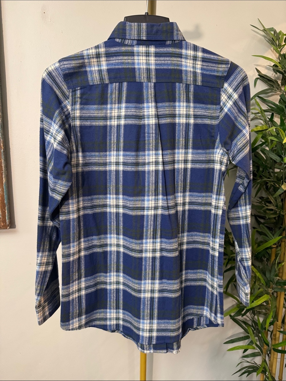 Backpacker flannel cotton Navy Plaid Button-Down Shirt work wear NWT S - Picture 6 of 10